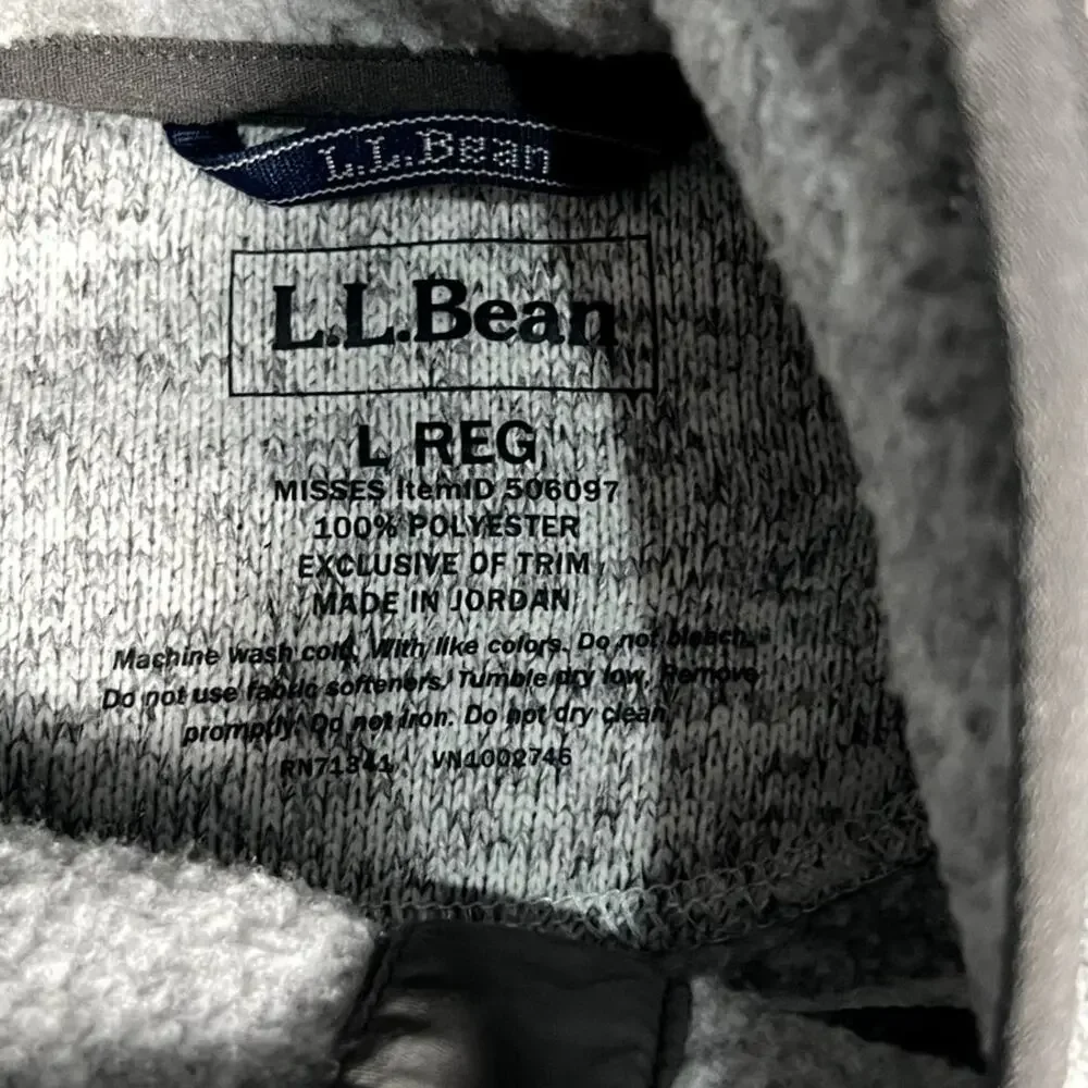 LL Bean Womens Sweater Fleece Pullover Hooded Grey Size L - Picture 4 of 8